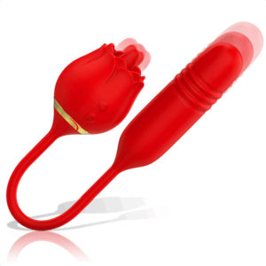 Vibrator clitoris, stimulare punct g, anal, pentru femei, 10 programe de vibratie, 10 tipuri de ritm, 5 niveluri de intensitate, din silicon, rezistent la apa, rosu