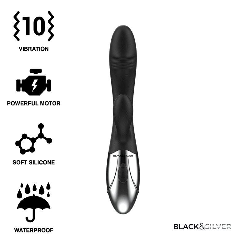 Vibrator stimulare clitoridiana, pentru femei, rezistent la apa, 10 moduri vibrare, din silicon, negru - imagine 6