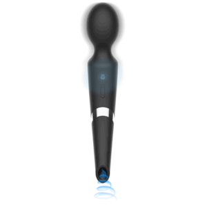 Vibrator bagheta magica, masator si stimulator cu suctiune, pentru femei, reincarcabil din silicon negru, utilizare pana la 4 ore